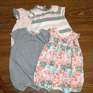 Lot of 4 Burt's Bees Baby Rompers size 12 months